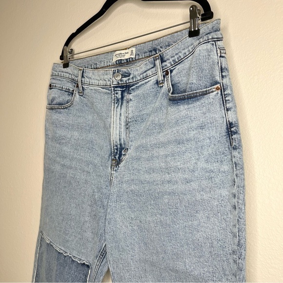 Abercrombie & Fitch The Ankle Straight Ultra High Rise Jeans Knee Patch 33 16s - Picture 6 of 16